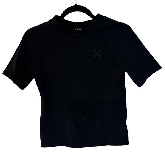 Head of State Gender Inclusive Diamond Front Cutout T-Shirt - Black Size S - Picture 3 of 7